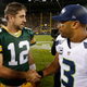 Illustration for article titled Aaron Rodgers Makes Fun Of Russell Wilson By Crediting God For The Packers' Win